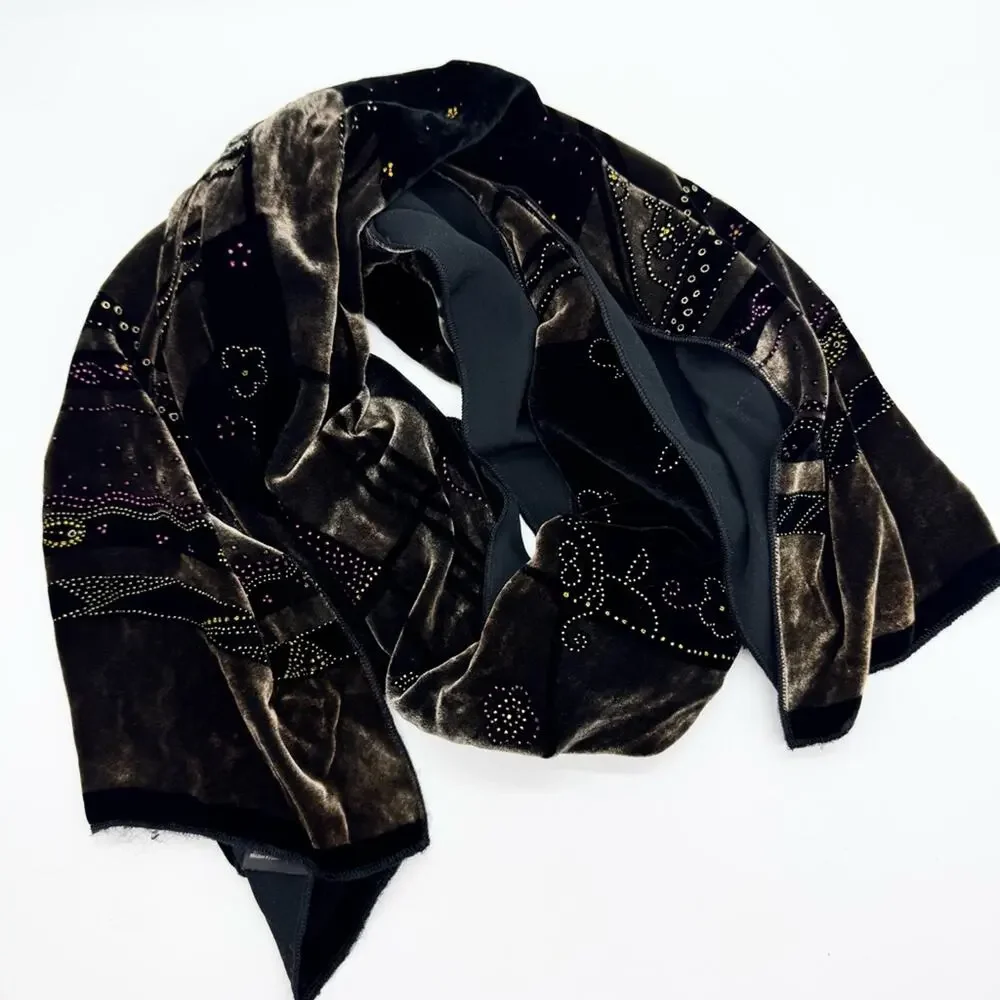 Velvet‎ Made in Italy Silk Blend Dark Romantic Whimsigoth Wrap Scarf Office Glam